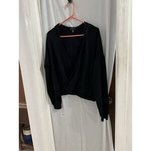 Beyond Yoga Black Cross Your Heart Hoodie Sz L